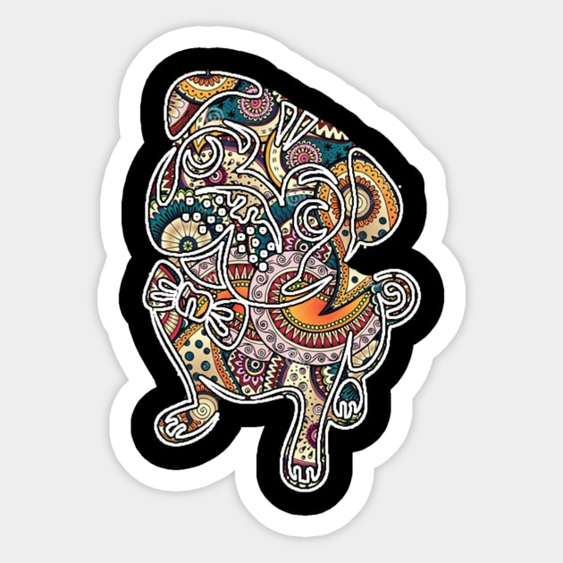 colorfull henna pug V.2 Sticker by puglove